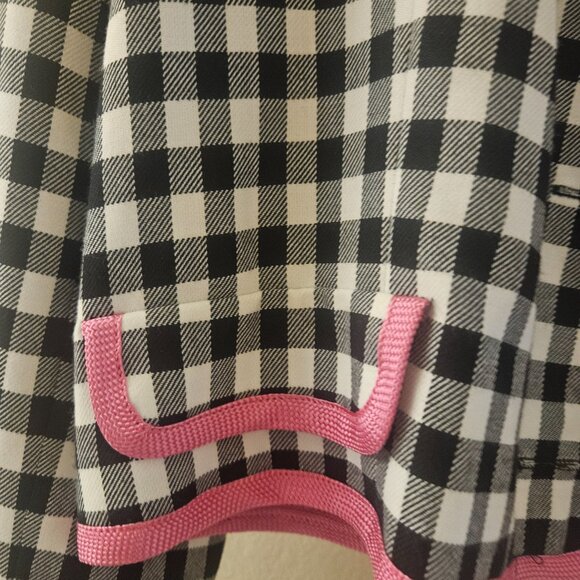 NWT Maggy london Preppy black white Houndstooth pink trim cropped blazer 16 - Picture 3 of 11